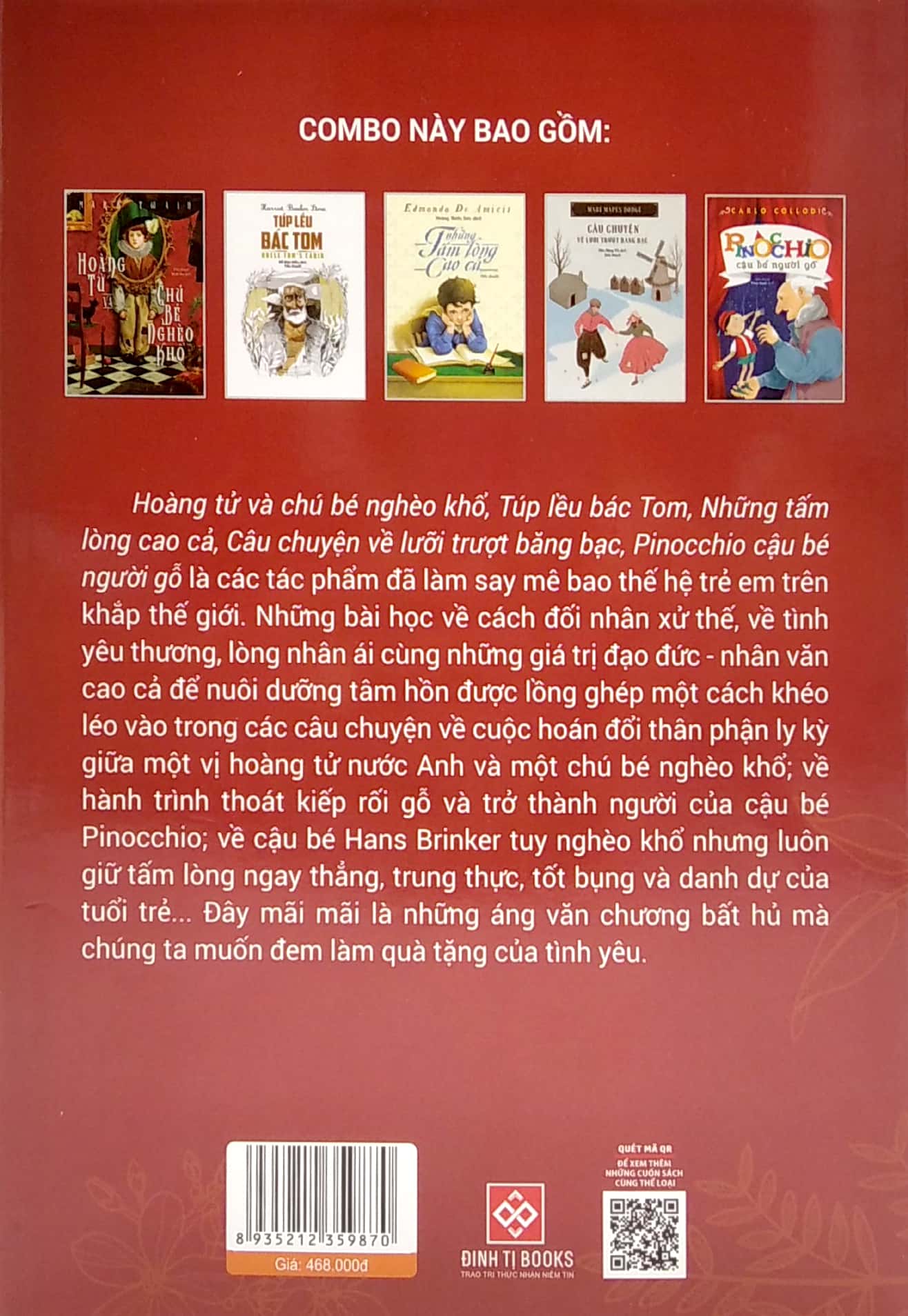 bộ sách các tác phẩm văn học kinh điển hay nhất dành cho thiếu nhi - những tâm hồn cao thượng (bộ 5 cuốn)