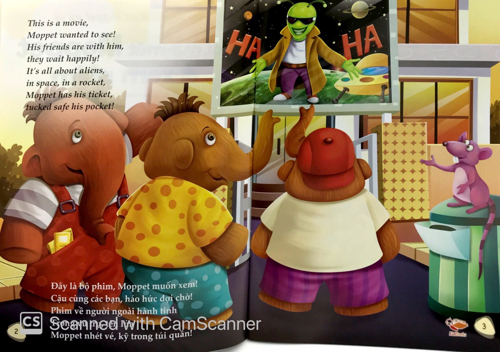 bộ sách chú voi moppet vui vẻ - voi ma-mut moppet đi xem phim