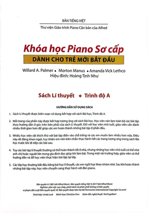 bộ sách khóa học piano sơ cấp dành cho trẻ mới bắt đầu - trình độ a (bộ 3 cuốn)