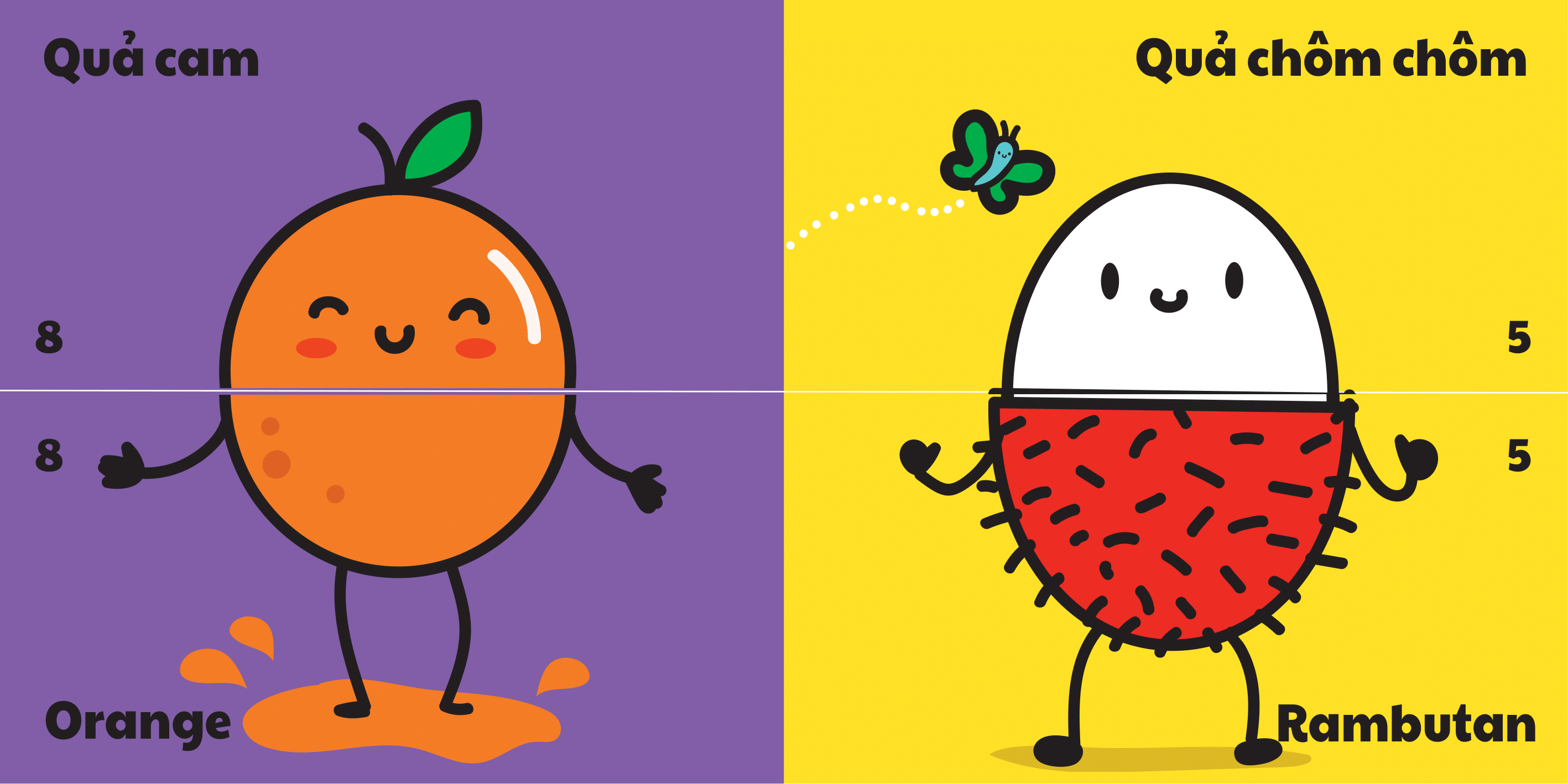 bộ sách lắp ghép kích thích tư duy logic đầu tiên cho bé: các loại quả (sách vải - song ngữ) (dành cho bé từ 0 tuổi)