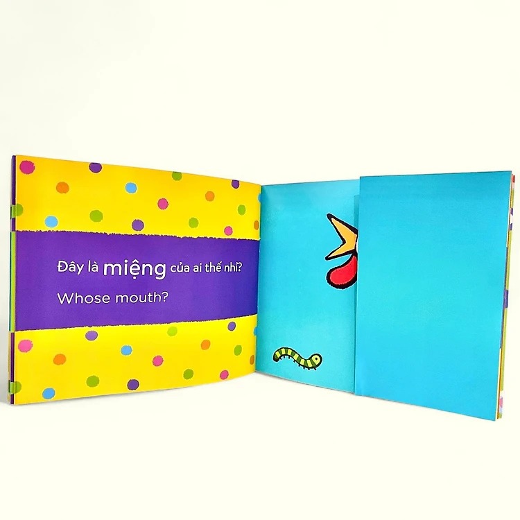 bộ sách lật mở khám phá song ngữ - miệng của ai thế nhỉ? - whose mouth?