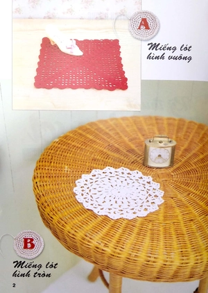 bộ sách móc len sợi 15 mẫu thời trang + móc len sợi tấm lót, thảm (bộ 2 cuốn)