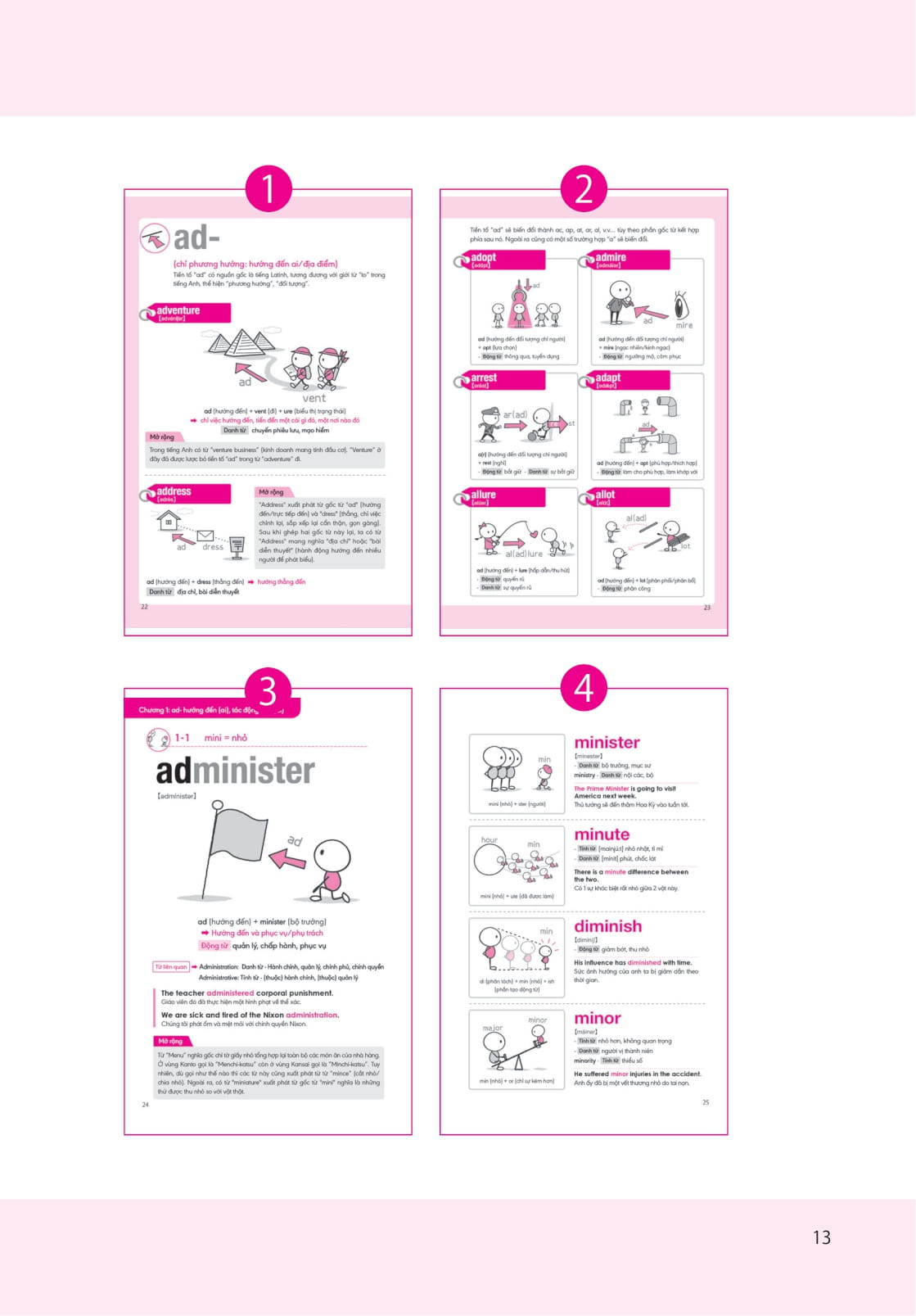 bộ sách nghiền từ vựng tiếng anh - học qua gốc từ bằng hình ảnh - gốc từ là bí quyết để ghi nhớ hàng nghìn từ vựng (bộ 2 quyển)