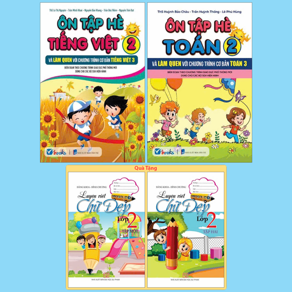 Bo Sach On Tap He Tieng Viet 1 + On Tap He Toan 1 (Bo 2 Cuon) - Tang Kem Sach Luyen Viet Chu Dep Lop 1 - Tap 1 + Tap 2