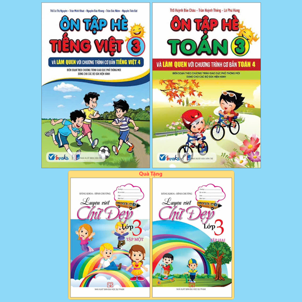 Bo Sach On Tap He Tieng Viet 2 + On Tap He Toan 2 (Bo 2 Cuon) - Tang Kem Sach Luyen Viet Chu Dep Lop 2 - Tap 1 + Tap 2