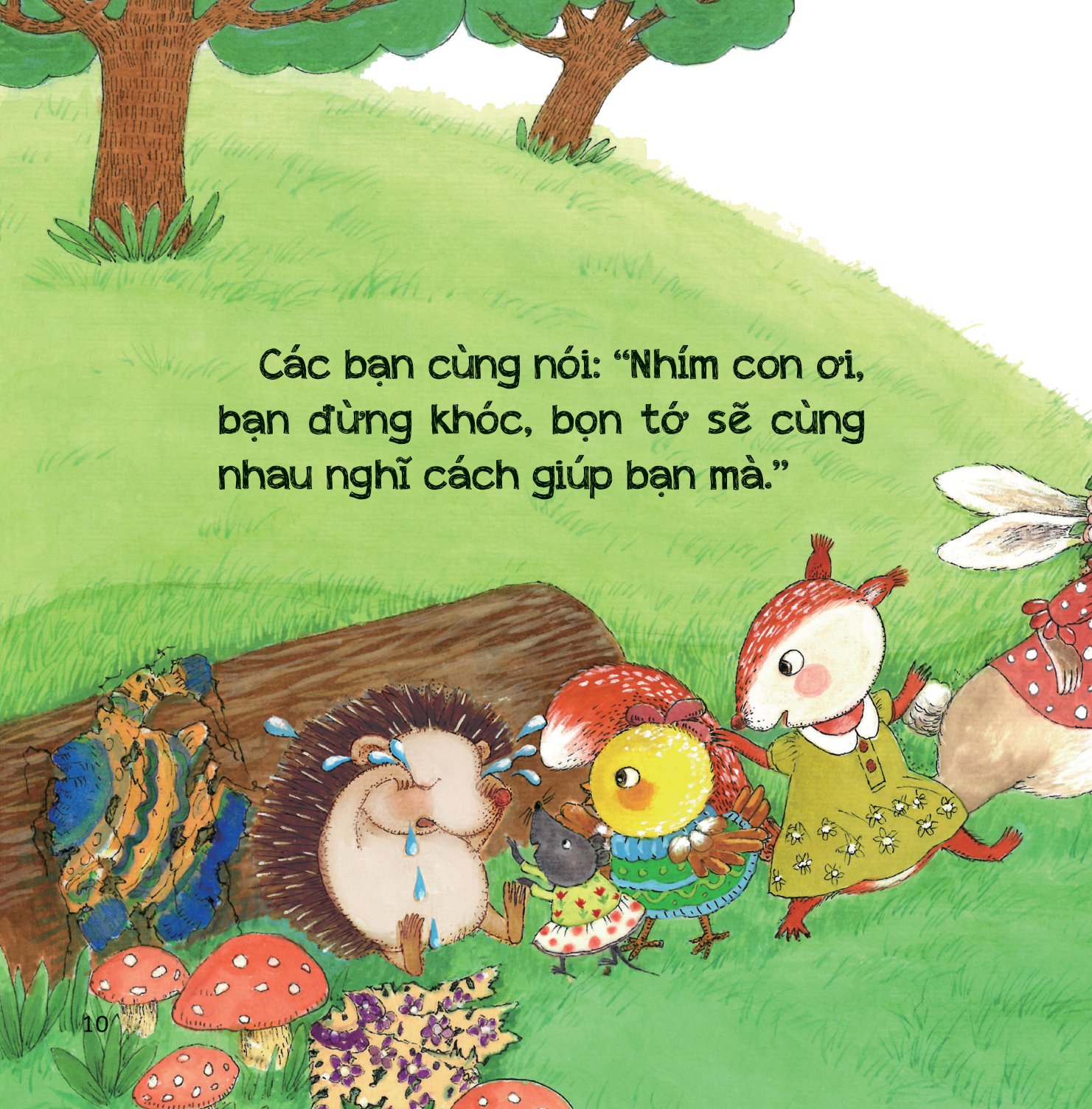 bộ sách phát triển iq - eq đầu đời cho bé - biết quý trọng tình bạn - nhím con mặc áo