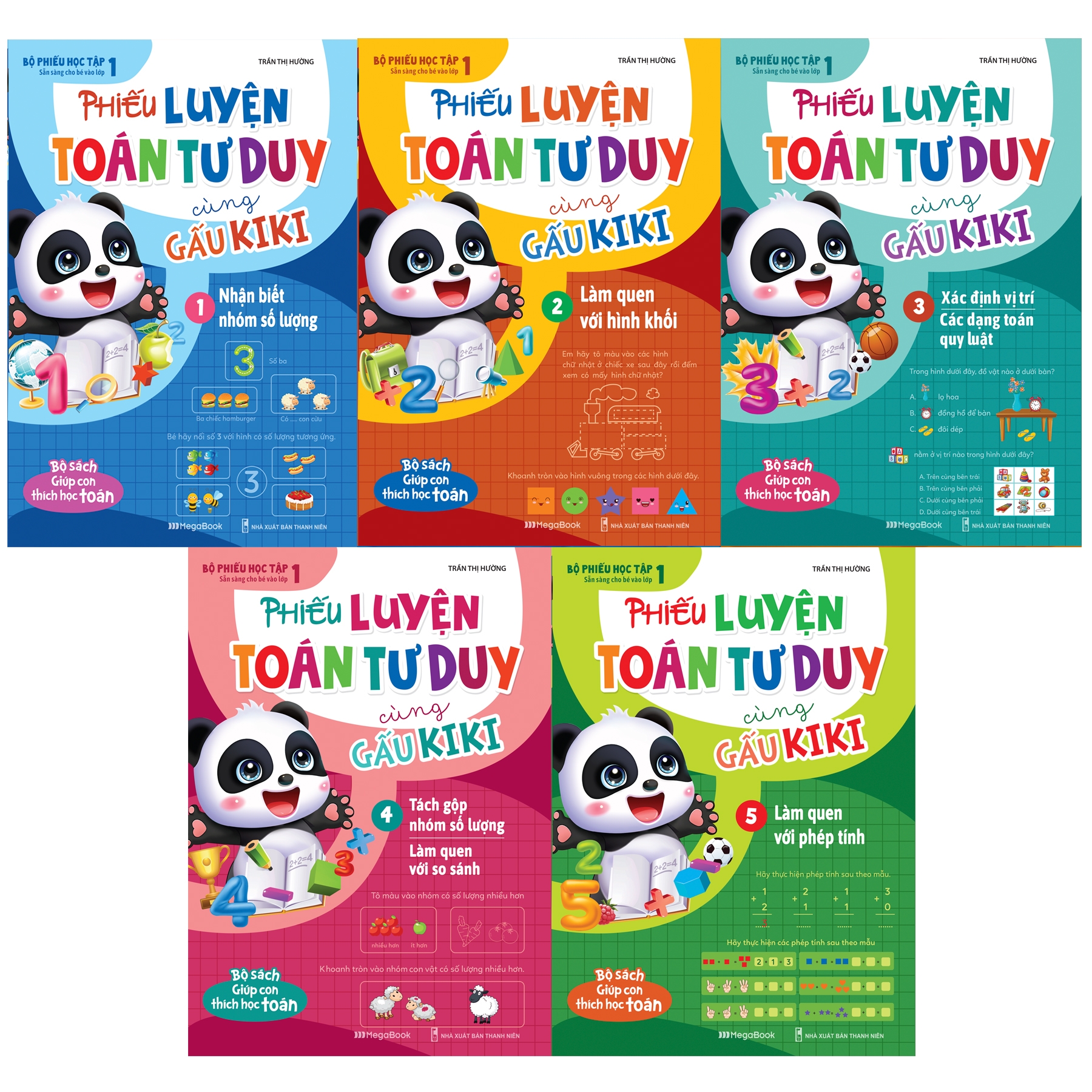 bộ sách phiếu luyện toán tư duy cùng gấu kiki (bộ 5 cuốn)