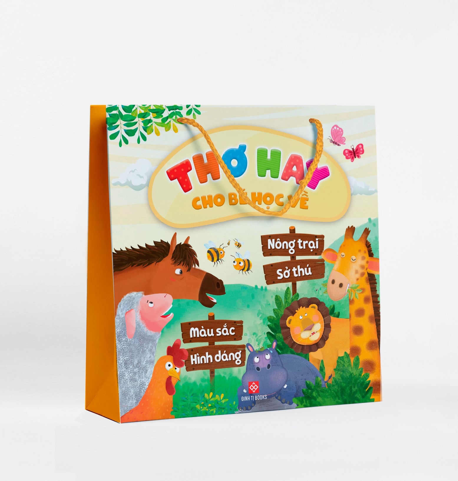 bộ sách thơ hay cho bé học về hình dạng, màu sắc, nông trại và sở thú (túi 4 cuốn)