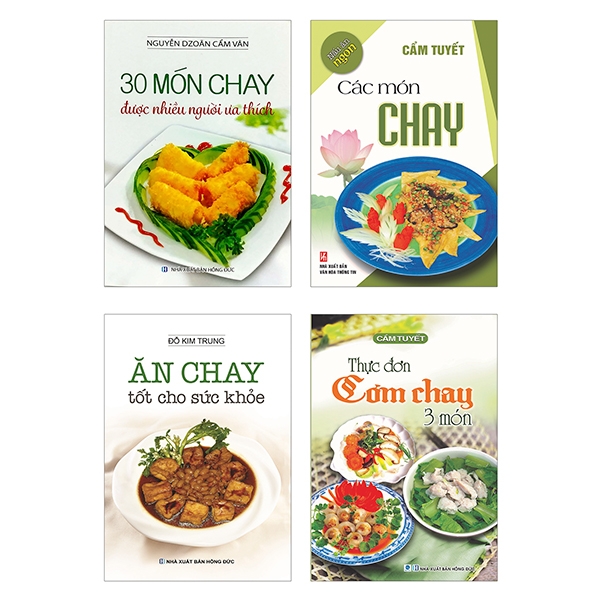 bộ sách thực đơn cơm chay 3 món - các món chay - ăn chay tốt cho sức khỏe - 30 món chay được nhiều người ưa thích (bộ 4 cuốn)