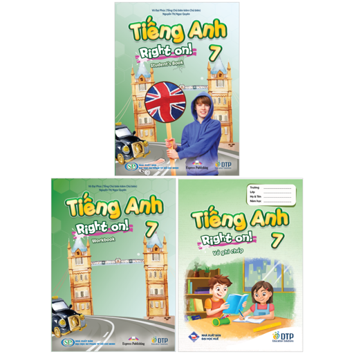 Bo Sach Tieng Anh 7 - Right On! - Student's Book + Workbook + Vo Ghi Chep (Bo 3 Cuon)
