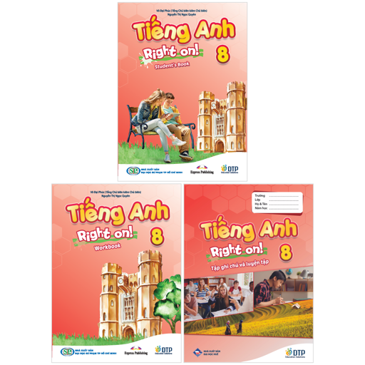 Bo Sach Tieng Anh 8 - Right On! - Student's Book + Workbook + Tap Ghi Chu Va Luyen Tap (Bo 3 Cuon)