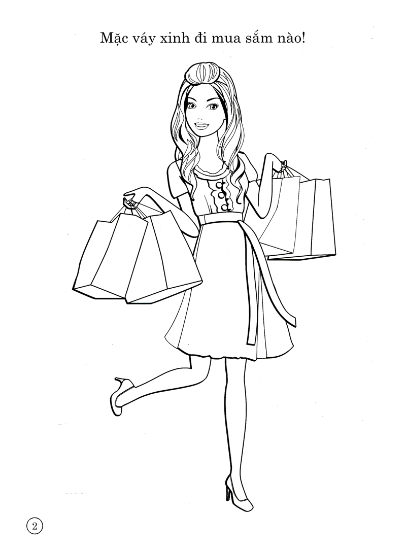 bộ sách tô màu có dán hình - barbie xinh đẹp (bộ 4 cuốn)