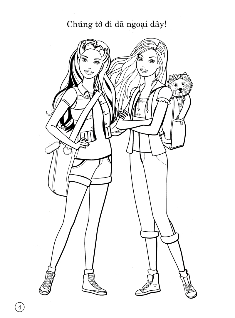 bộ sách tô màu có dán hình - barbie xinh đẹp (bộ 4 cuốn)