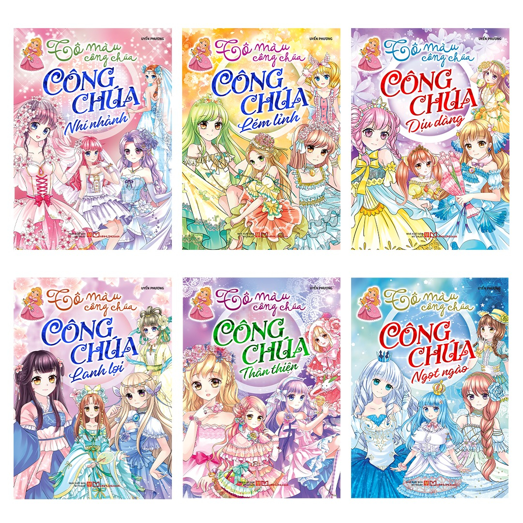 bộ sách tô màu công chúa (bộ túi 6 cuốn)