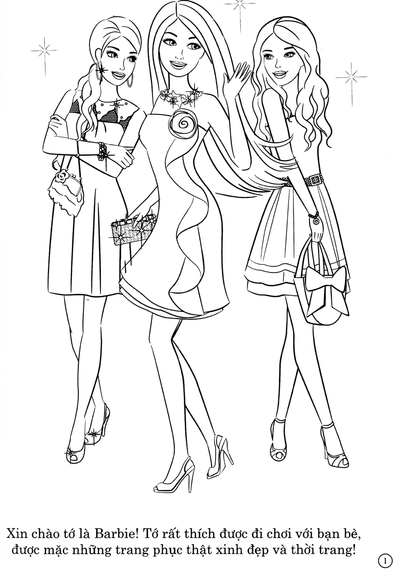 bộ sách tô màu khổ lớn berbie - 50 đề can bóc dán đề can (bộ 3 cuốn)