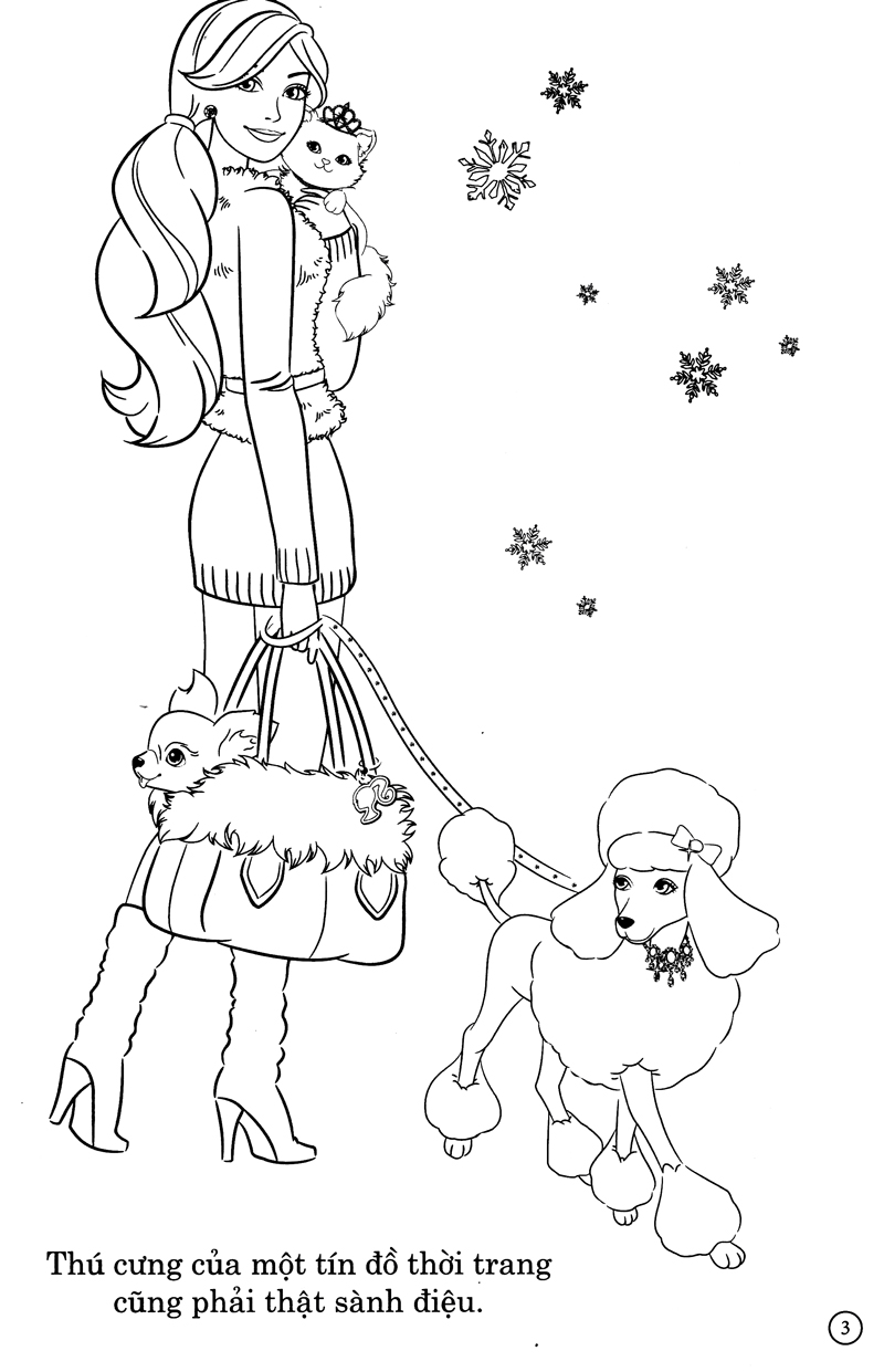 bộ sách tô màu khổ lớn berbie - 50 đề can bóc dán đề can (bộ 3 cuốn)