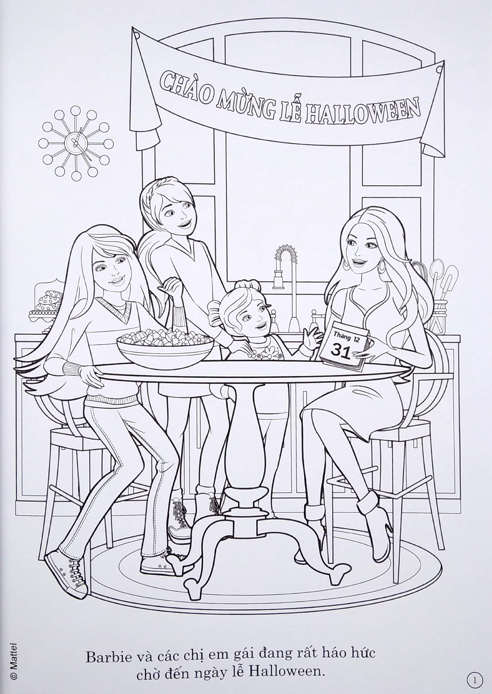 bộ sách tô màu khổ lớn berbie - 50 đề can bóc dán đề can (bộ 3 cuốn)