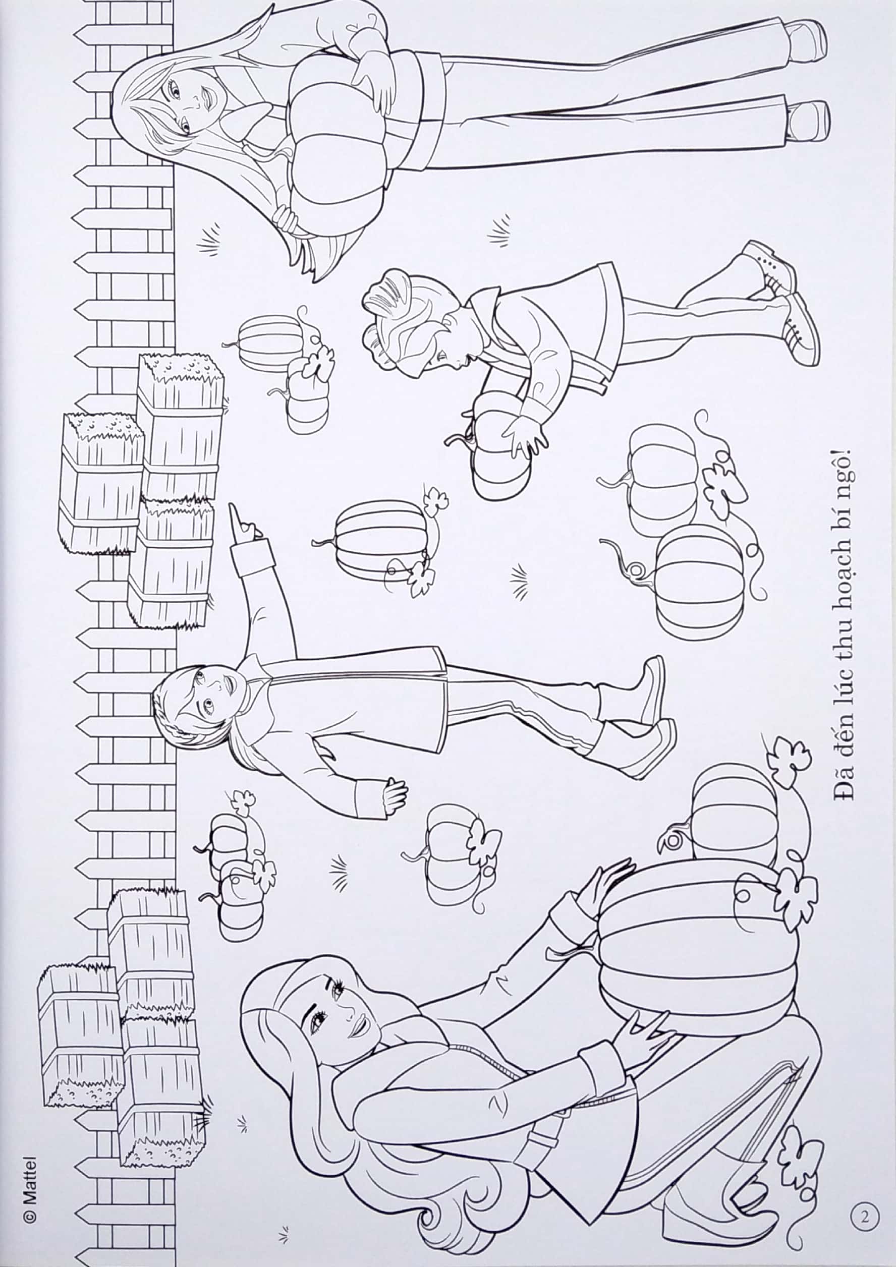 bộ sách tô màu khổ lớn berbie - 50 đề can bóc dán đề can (bộ 3 cuốn)