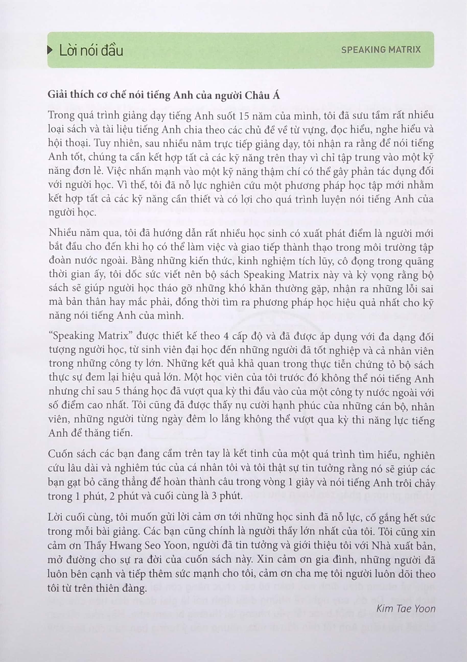 bộ speaking matrix - 1 phút nói tiếng anh như gió