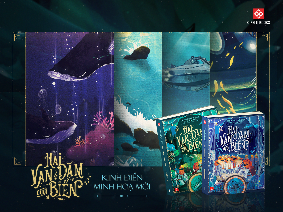 bộ tác phẩm kinh điển minh họa mới - hai vạn dặm dưới biển (bộ 2 cuốn)