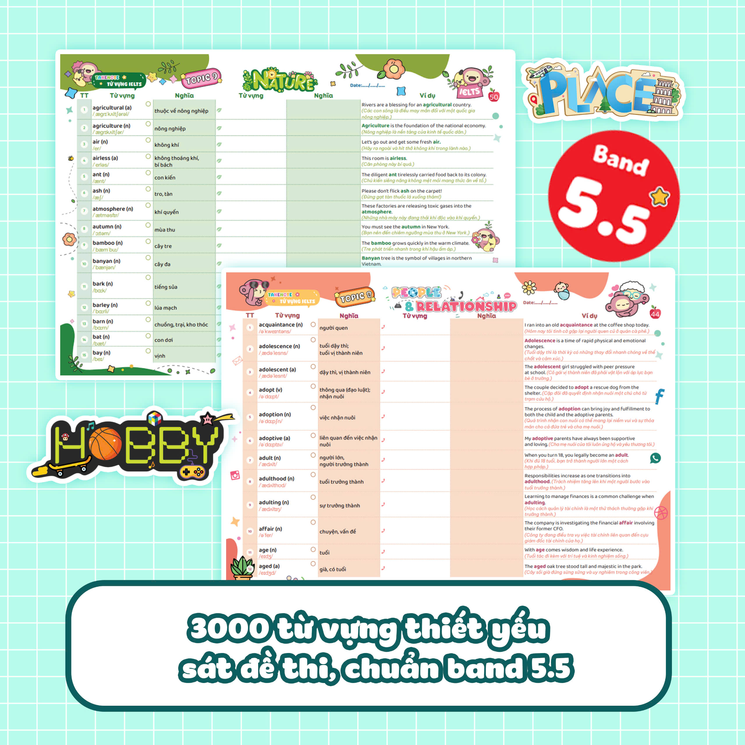 Bo
						
										
										Takenote - Tu Vung IELTS - Cung Cap 3000 Tu Vung Theo Chu De - Band 5.5 - Tap 1