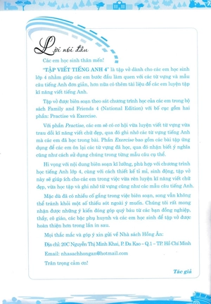 bộ tập viết tiếng anh 4 (biên soạn theo bộ sách family and friends 4 national edition)