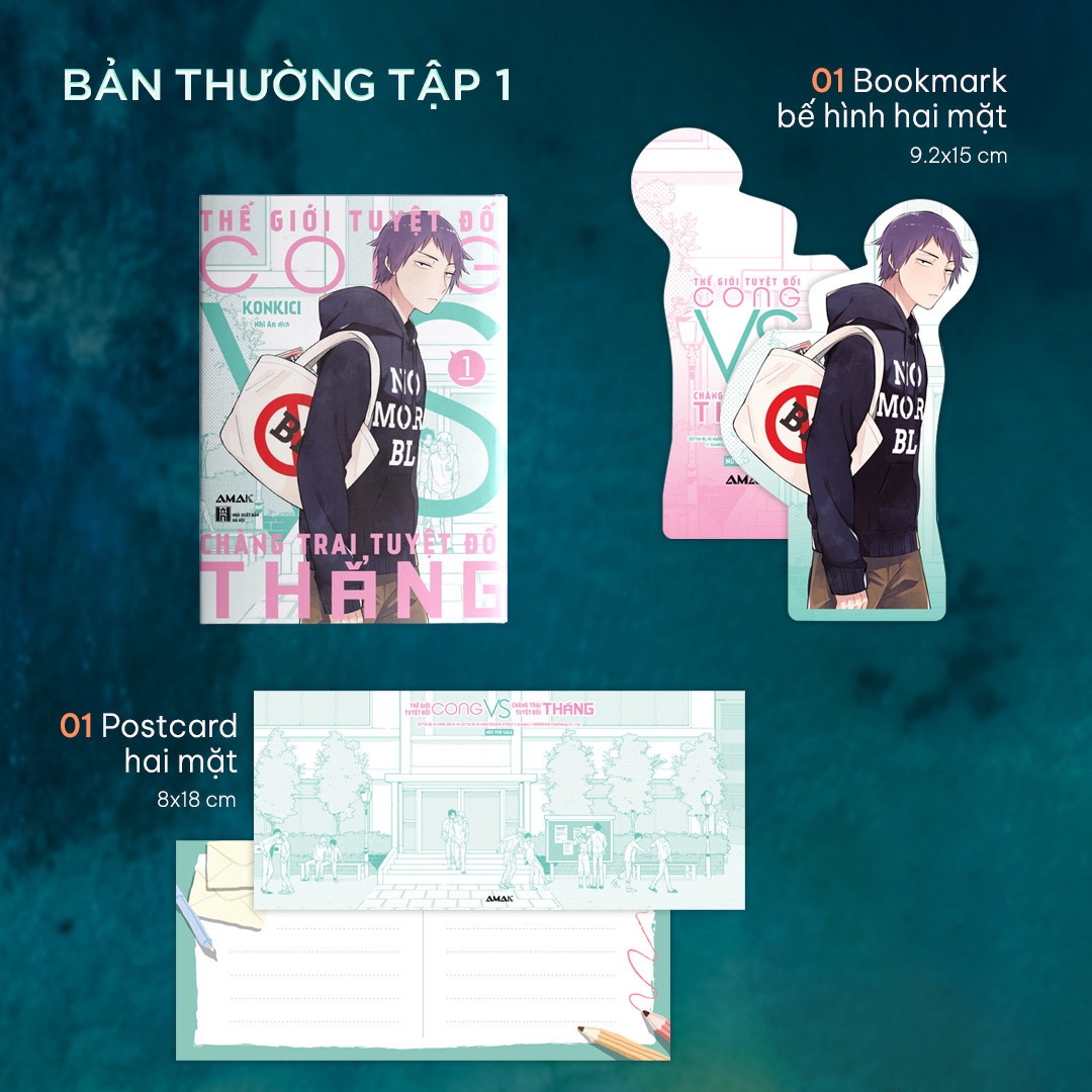 bộ thế giới tuyệt đối cong với chàng trai tuyệt đối thẳng - tập 1 - tặng kèm 1 bookmark bế hình + postcard
