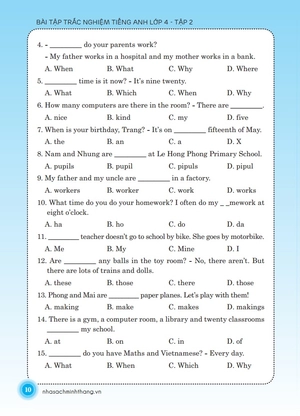 bộ the langmaster - bài tập trắc nghiệm tiếng anh lớp 4 - tập 2 (tái bản 2020)