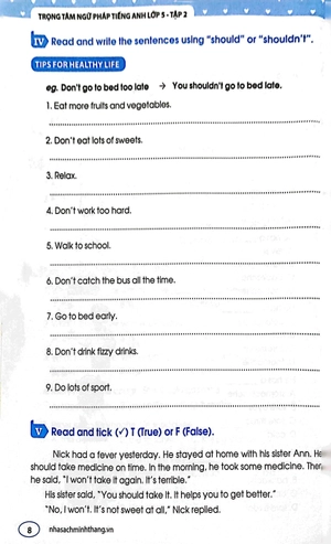 bộ the langmaster - trọng tâm ngữ pháp tiếng anh lớp 5 - tập 2 (tái bản)