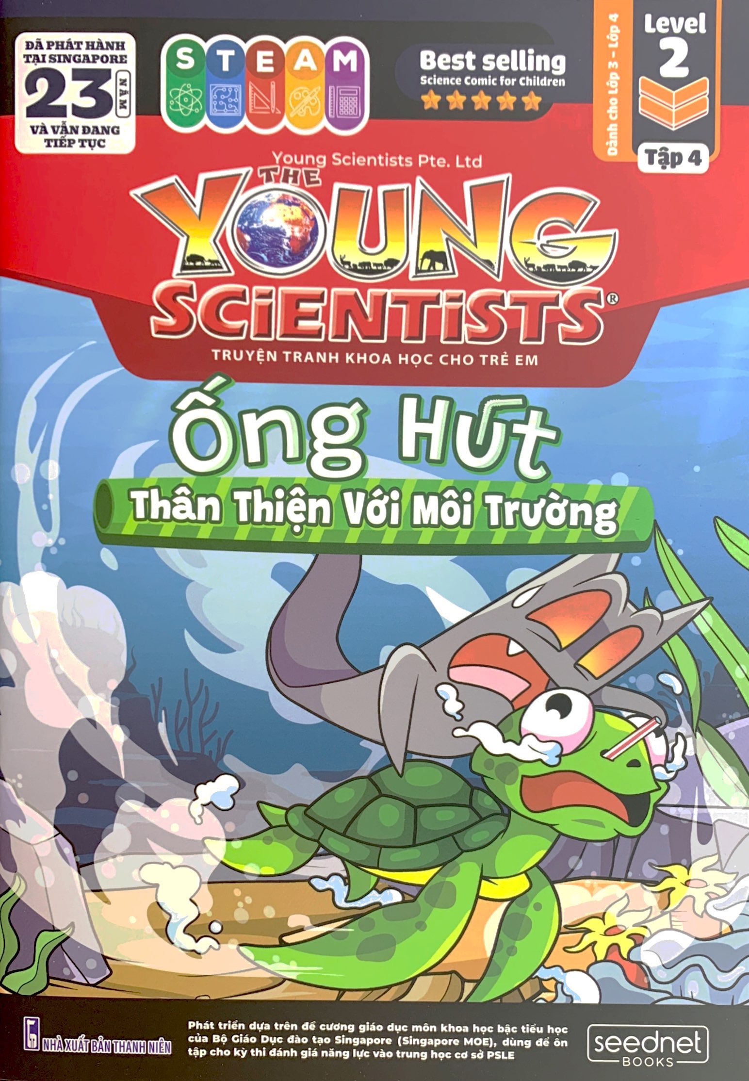 bộ the young scientist - truyện tranh khoa học cho trẻ em - level 2 - tập 4: ống hút thân thiện với môi trường
