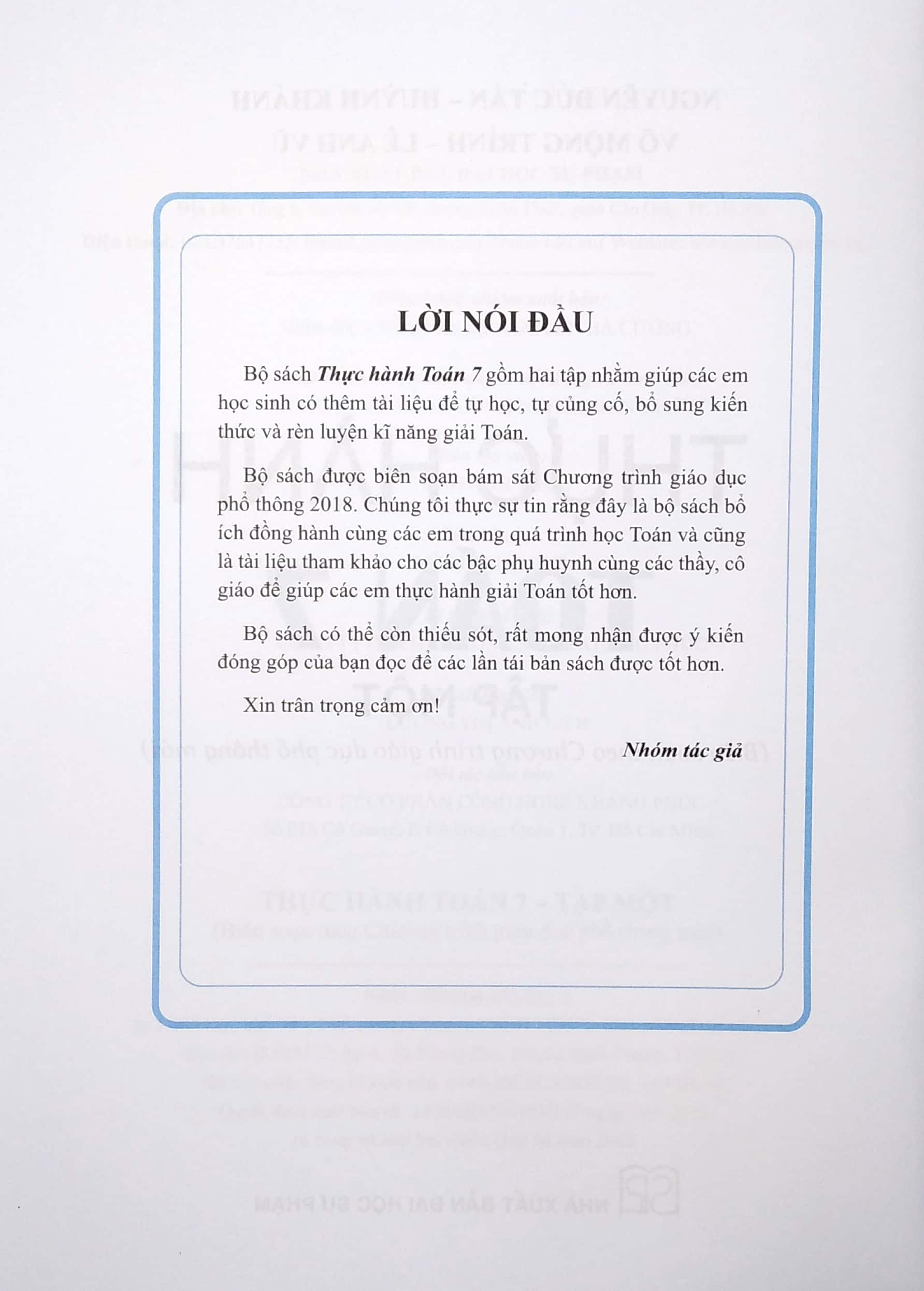 bộ thực hành toán 7 - tập 1 (biên soạn theo chương trình giáo dục phổ thông mới)