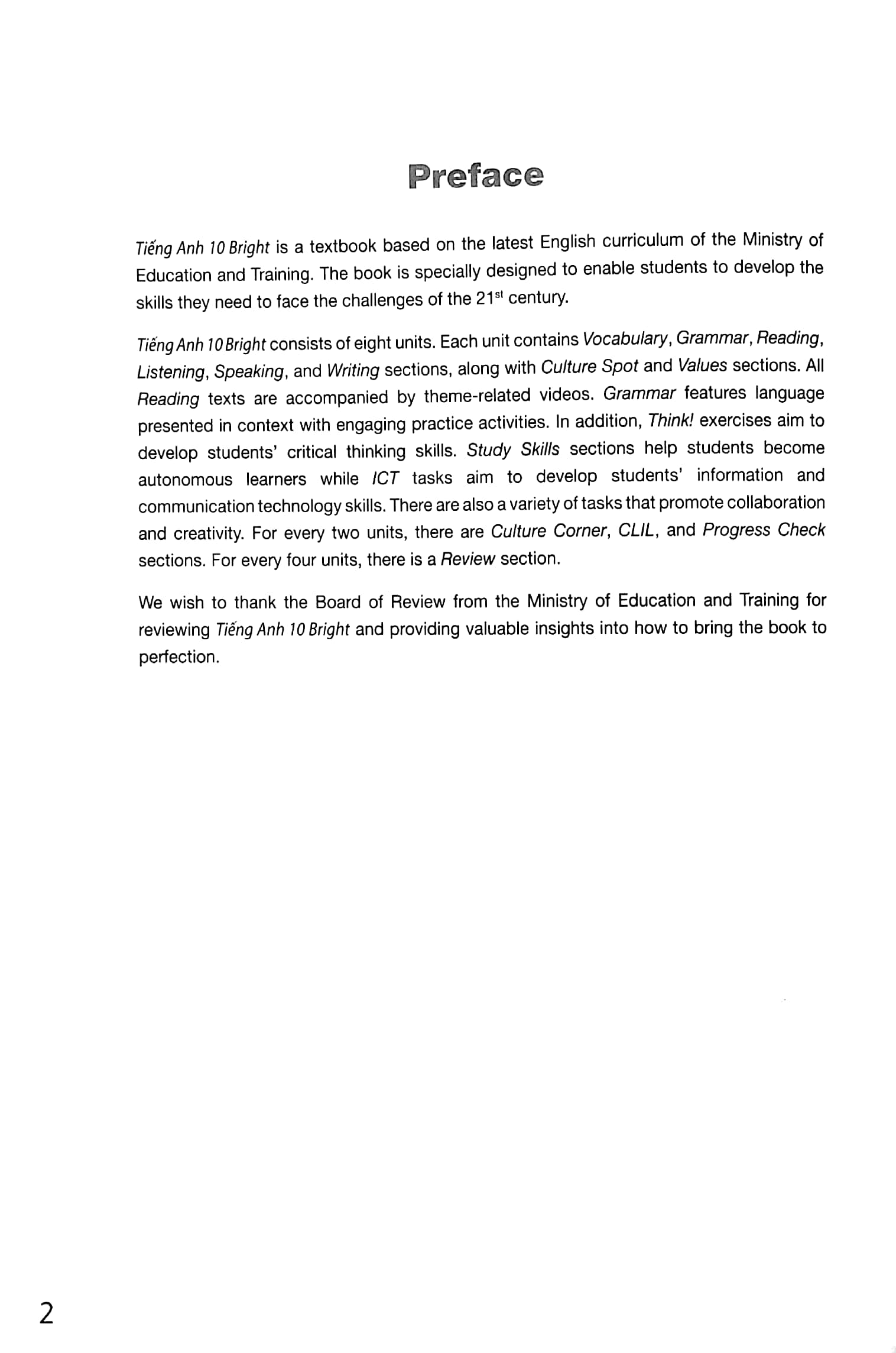 bộ tiếng anh 10 bright - student's book