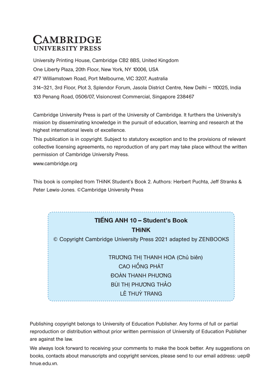 bộ tiếng anh 10 think - workbook