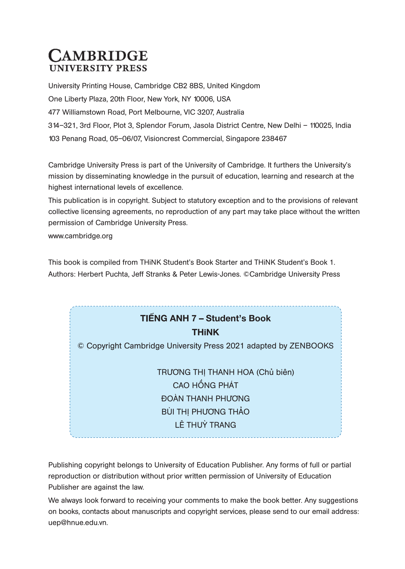 bộ tiếng anh 7 think - workbook