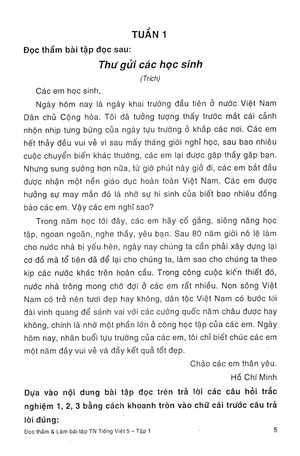 bộ tiếng việt 5 (đọc thầm và làm bài tập trắc nghiệm) - tập 1