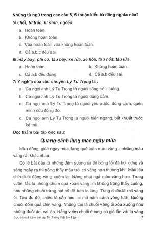 bộ tiếng việt 5 (đọc thầm và làm bài tập trắc nghiệm) - tập 1