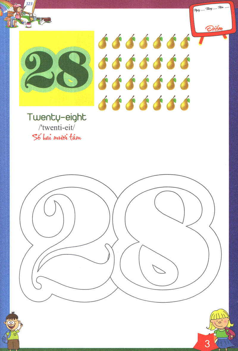 bộ tô màu chữ số và học đánh vần tiếng anh dành cho bé quyển 2