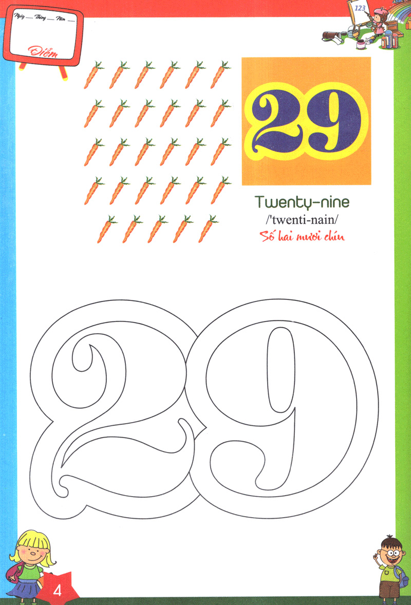 bộ tô màu chữ số và học đánh vần tiếng anh dành cho bé quyển 2