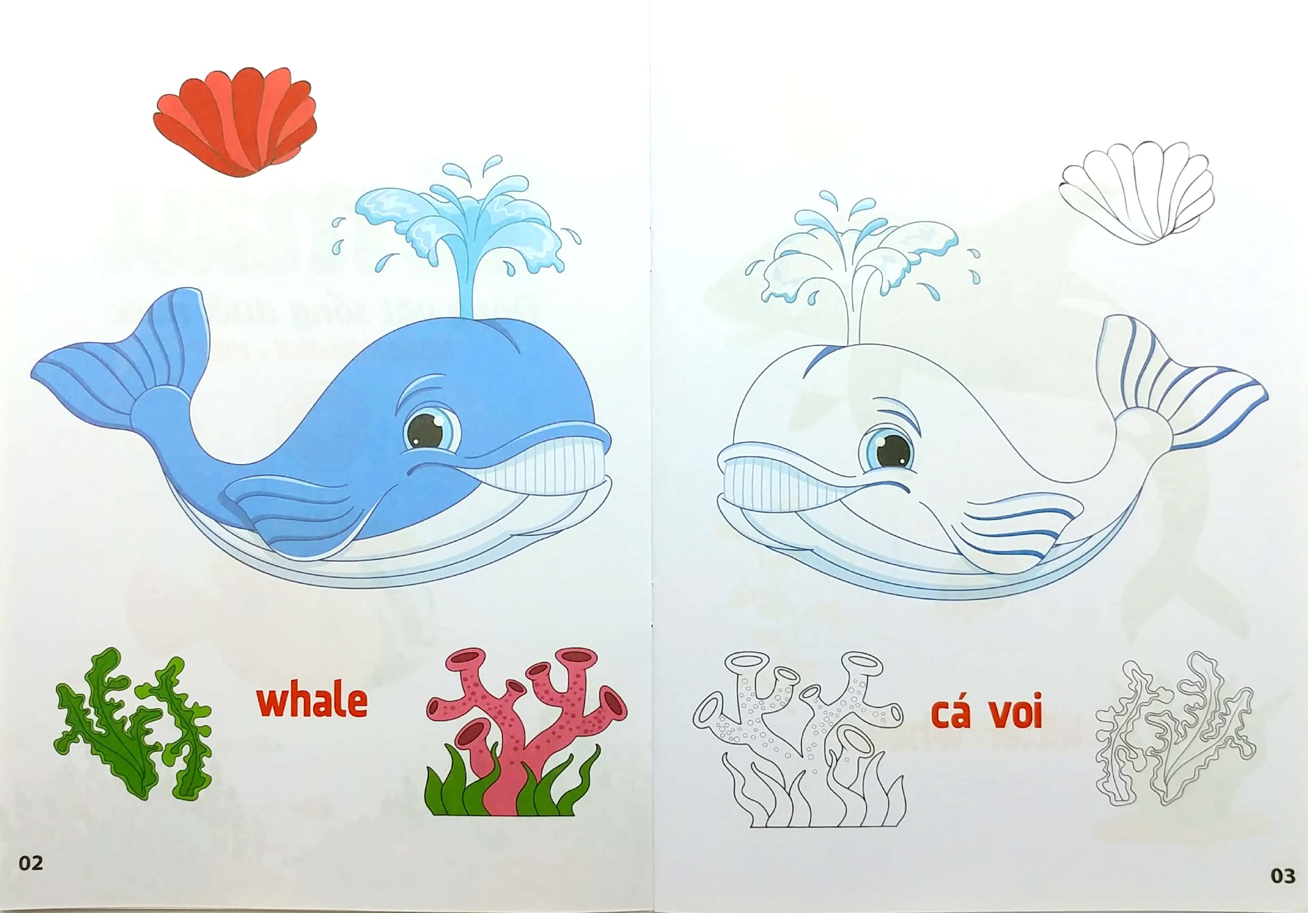 bộ tô màu động vật sống dưới nước - song ngữ anh-việt - tập 1 (tái bản 2023)