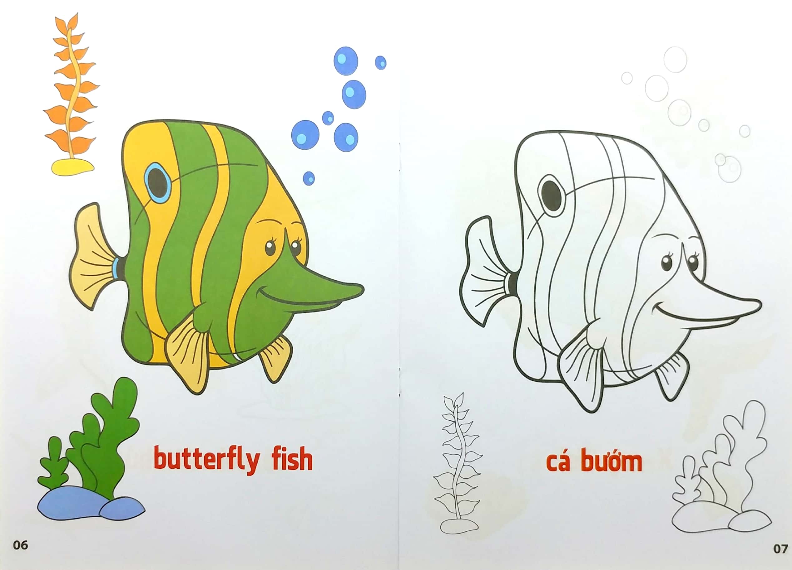 bộ tô màu động vật sống dưới nước - song ngữ anh-việt - tập 1 (tái bản 2023)