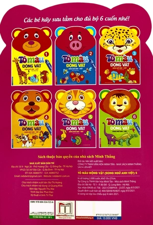 bộ tô màu động vật - tập 5 (song ngữ anh - việt)