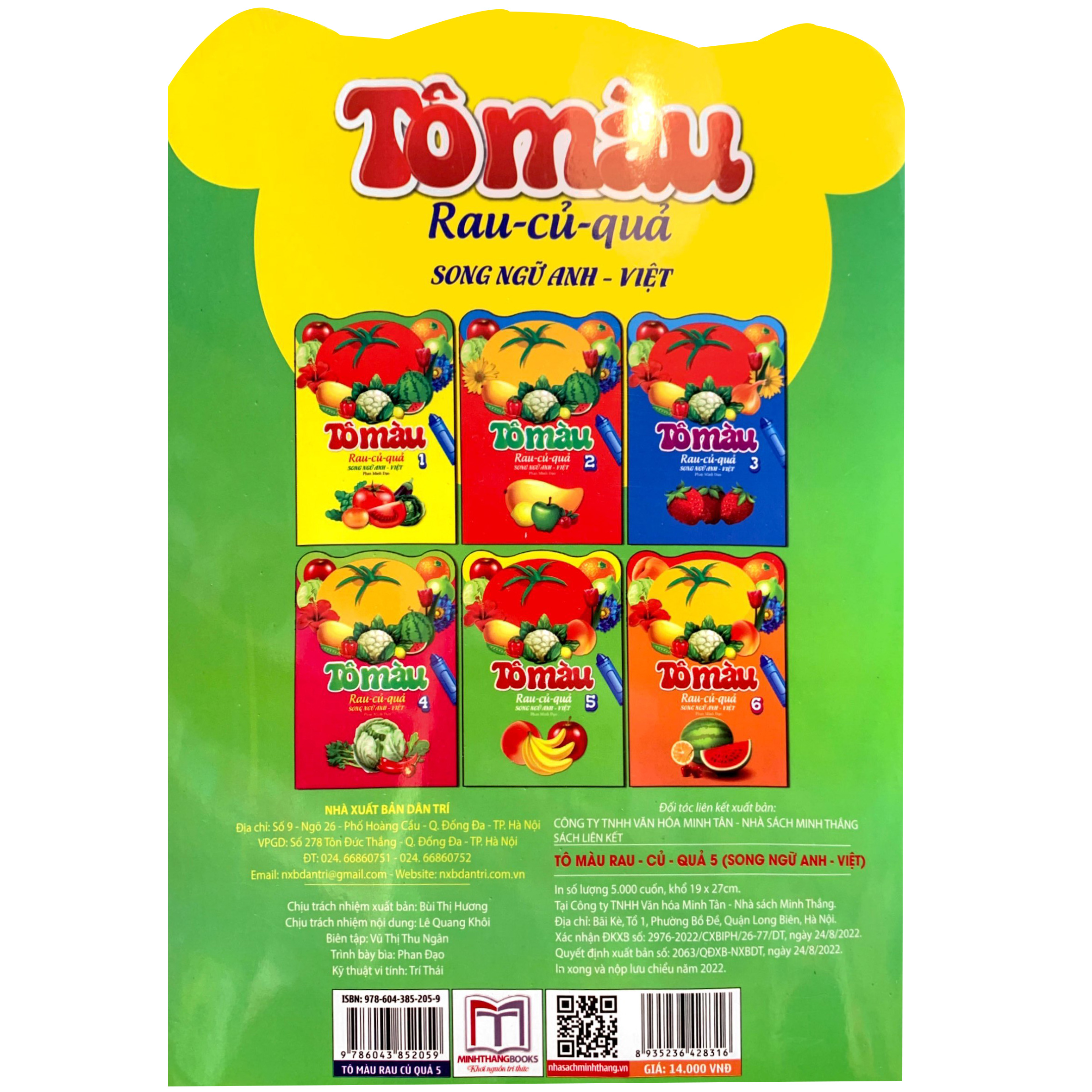 bộ tô màu rau - củ - quả - tập 5 (song ngữ anh - việt)