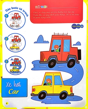 bộ tô màu theo từng bước - ô tô, xe công trình, tàu thủy 1