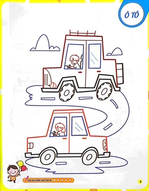 bộ tô màu theo từng bước - ô tô, xe công trình, tàu thủy 1