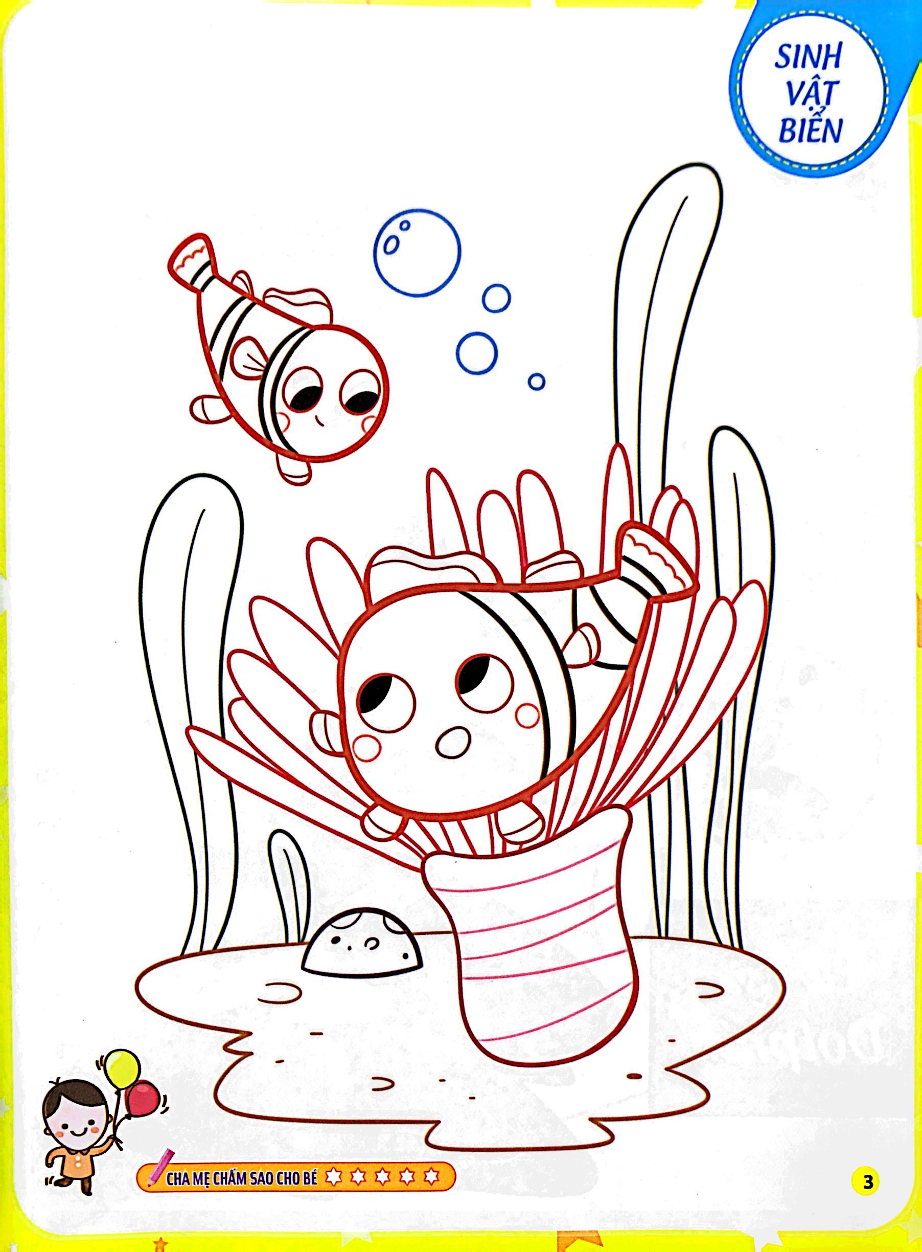 bộ tô màu theo từng bước - sinh vật biển, động vật trên cạn, khủng long 1