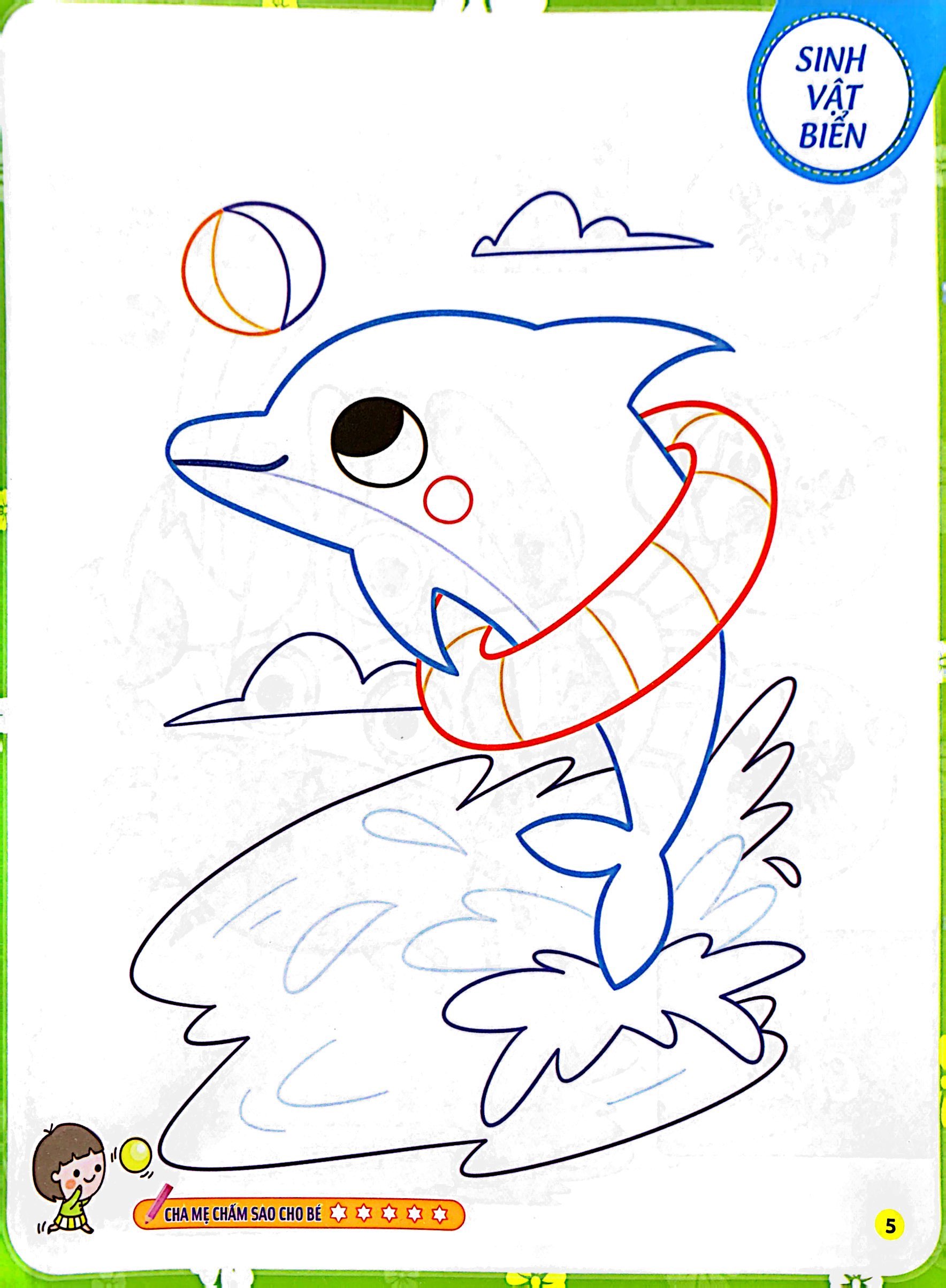 bộ tô màu theo từng bước - sinh vật biển, động vật trên cạn, khủng long 1