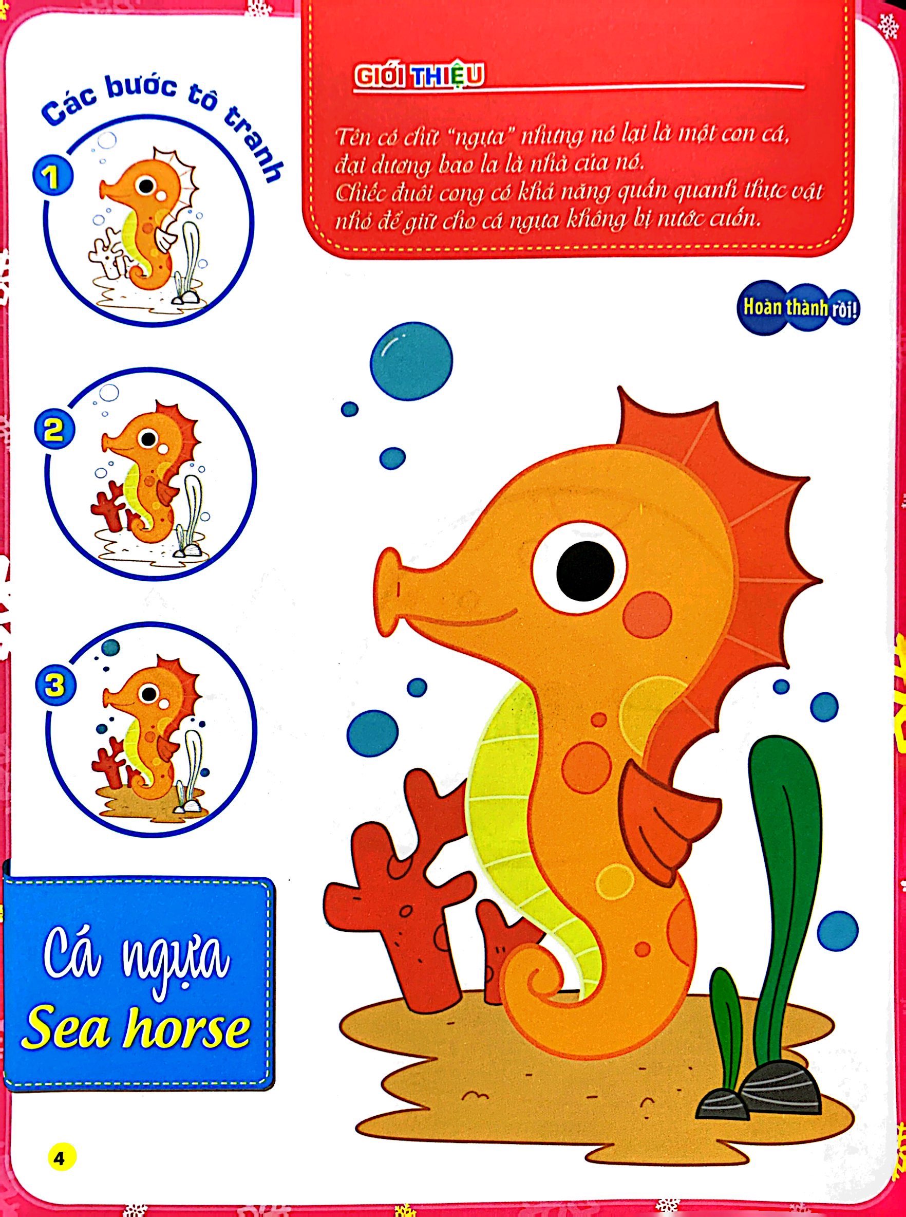 bộ tô màu theo từng bước - sinh vật biển, động vật trên cạn, khủng long 2