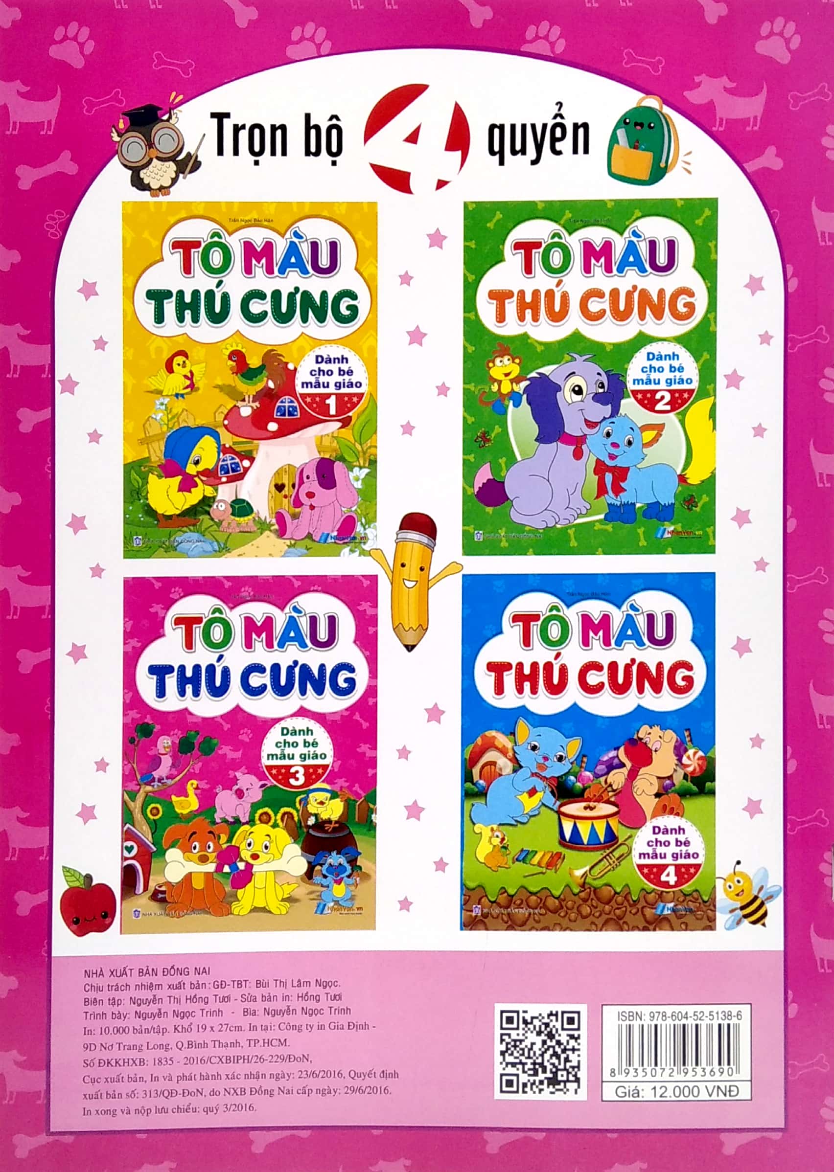 bộ tô màu thú cưng - tập 3 (dành cho bé mẫu giáo)