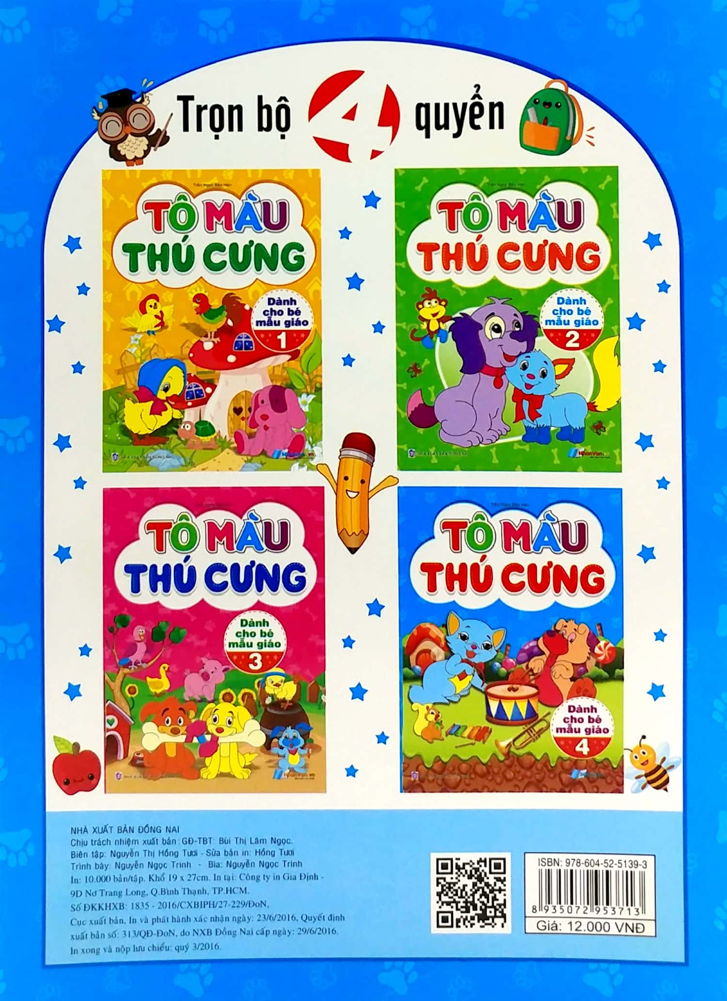 bộ tô màu thú cưng - tập 4 (dành cho bé mẫu giáo)