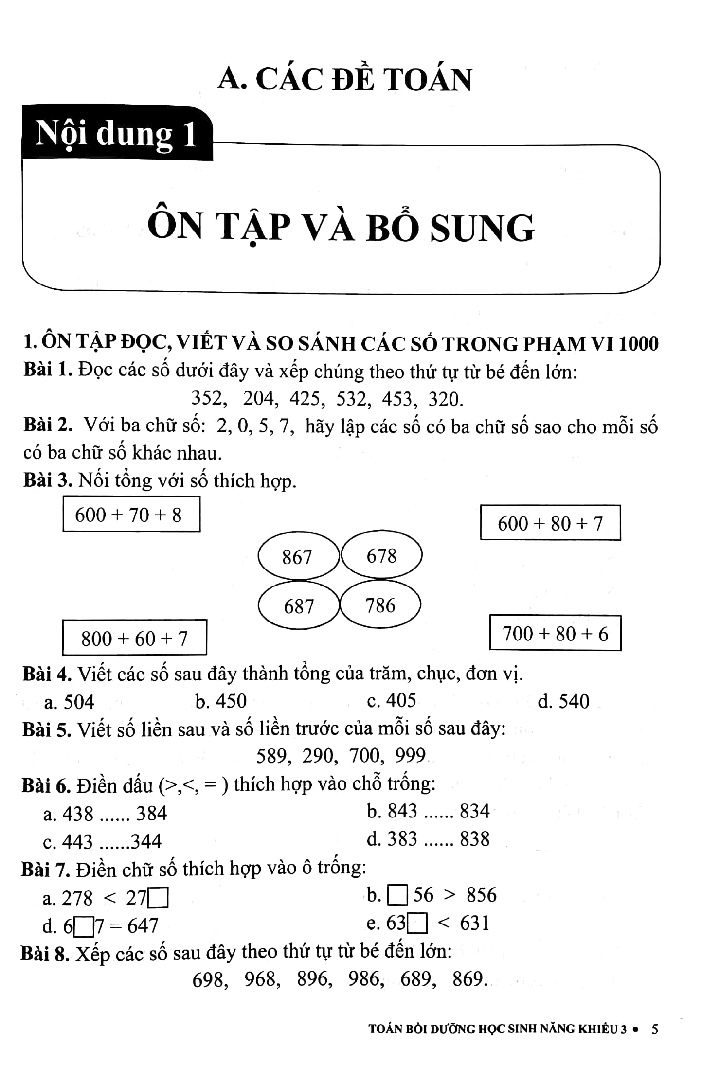 bộ toán 3 bồi dưỡng học sinh năng khiếu (theo chương trình gdpt mới - dùng chung cho 3 bộ sách)